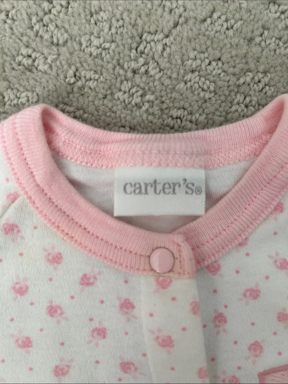 Vintage Carter's Pink Floral Baby One-Piece Bodysuit 3-6 months